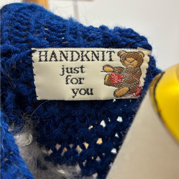 Multi-Textured Blue Geometric Pattern Sweater - Picture 3 of 5